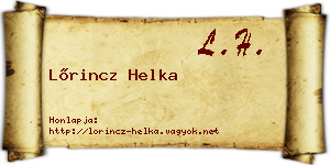 Lőrincz Helka névjegykártya